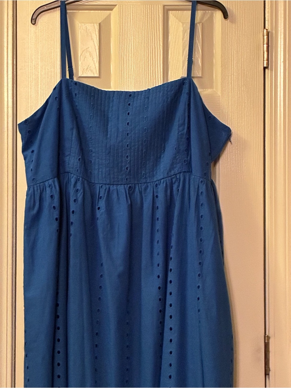Blue Eyelet Spaghetti Strap 100% Cotton Sundress Cotton Lining Side Zipper. 3X